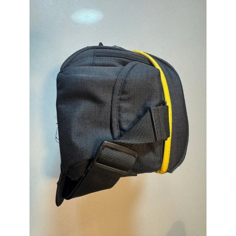 Nikon Camera Bag Camera Black Used Canvas Yellow Trim Padded Strap Vintage